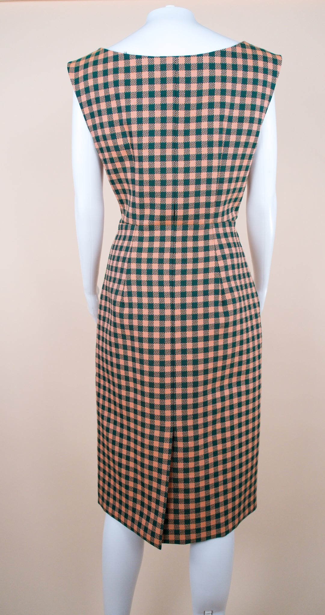 Prada F/W 2013 Orange and Green Check Print Midi Dress