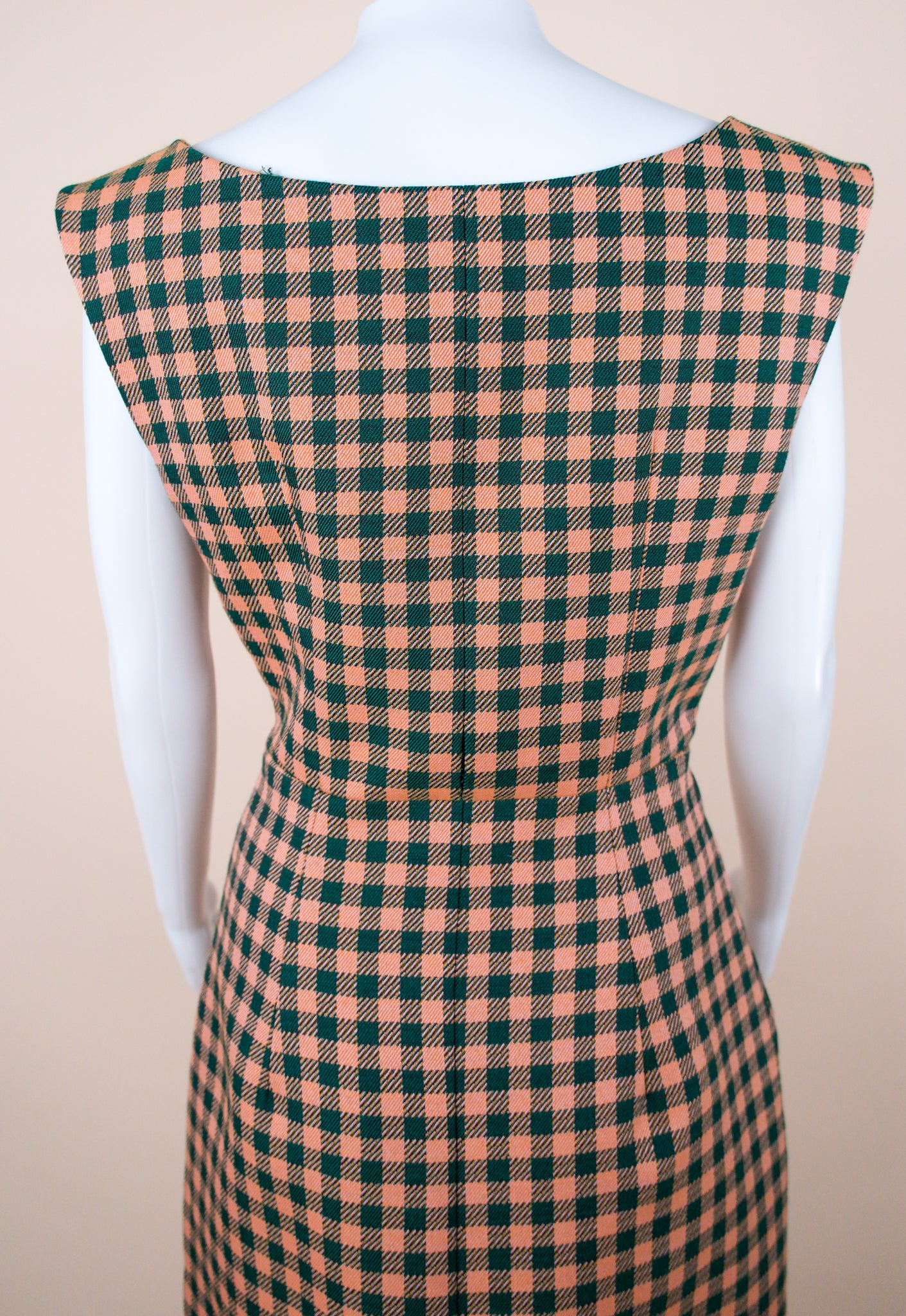 Prada F/W 2013 Orange and Green Check Print Midi Dress