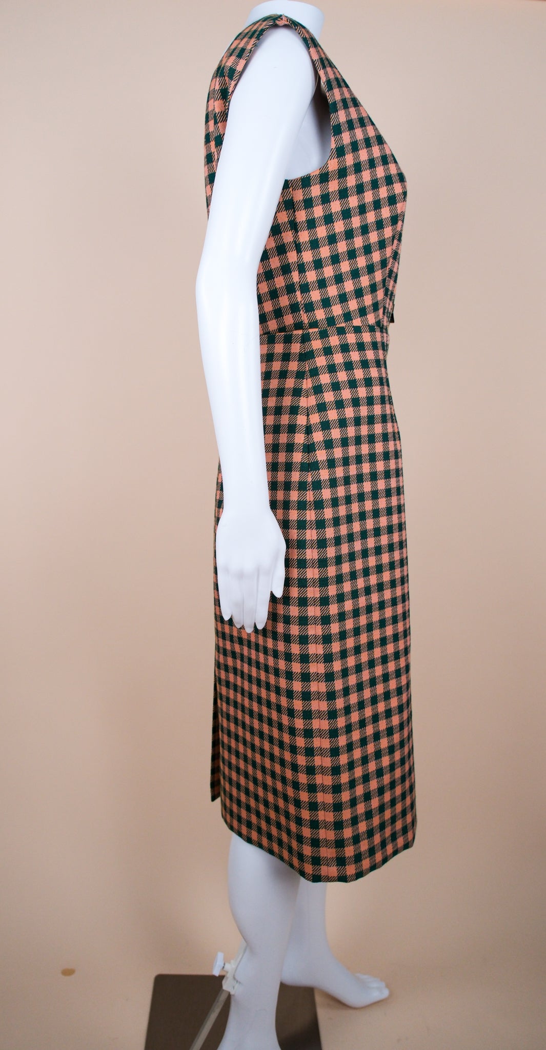 Prada F/W 2013 Orange and Green Check Print Midi Dress