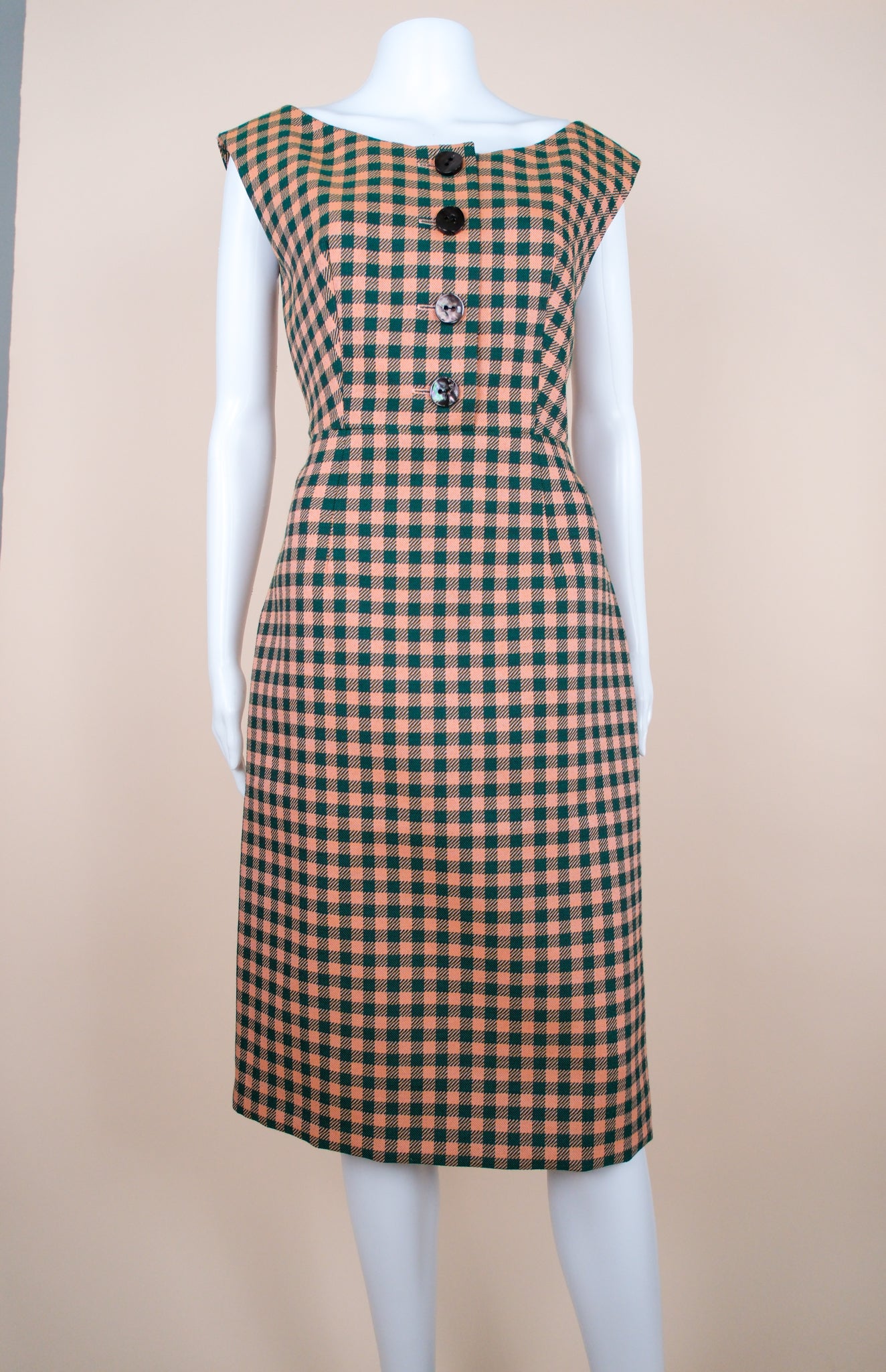 Prada F/W 2013 Orange and Green Check Print Midi Dress