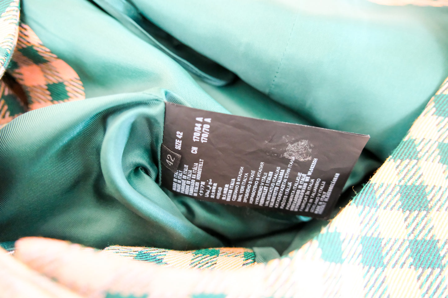 Prada F/W 2013 Orange and Green Check Print Midi Dress