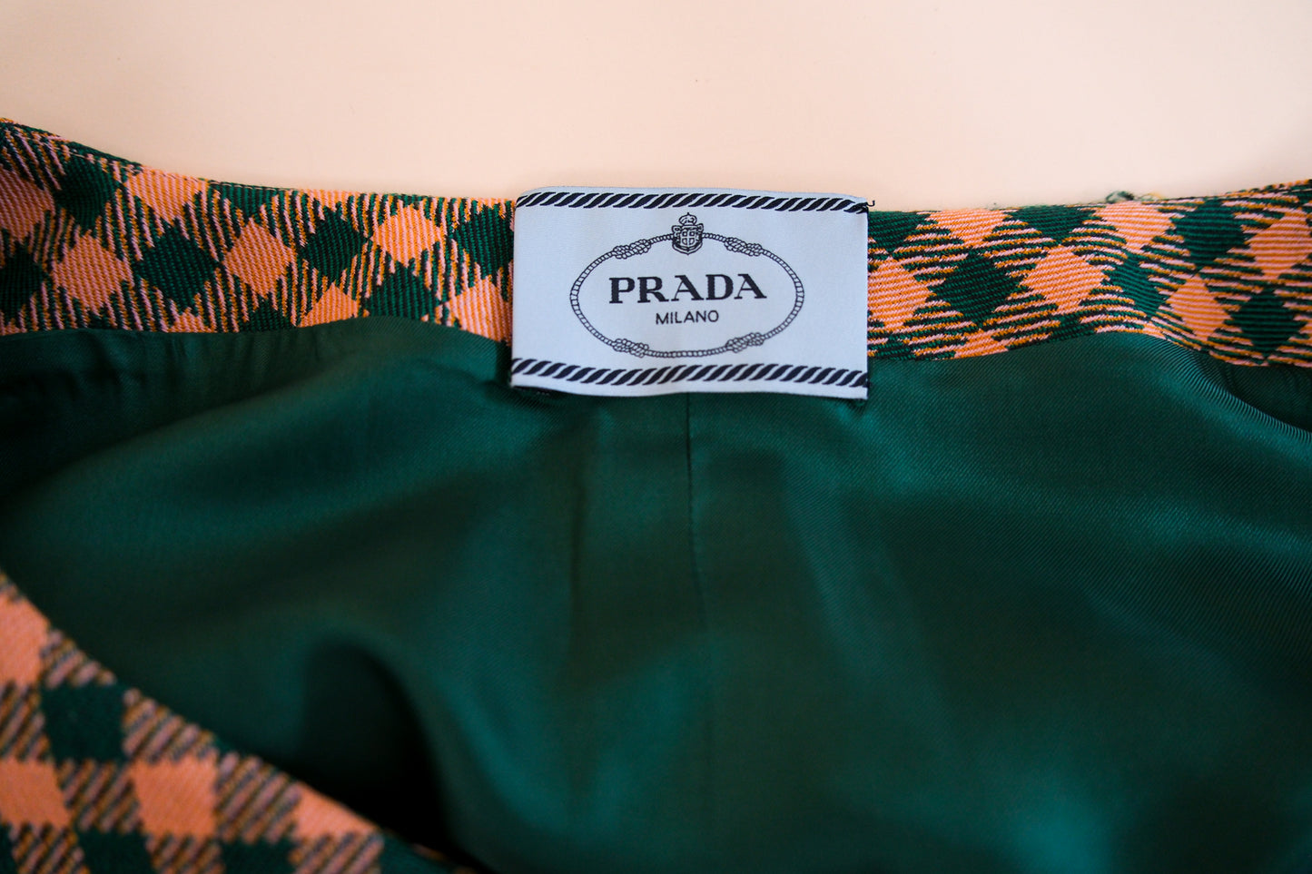 Prada F/W 2013 Orange and Green Check Print Midi Dress