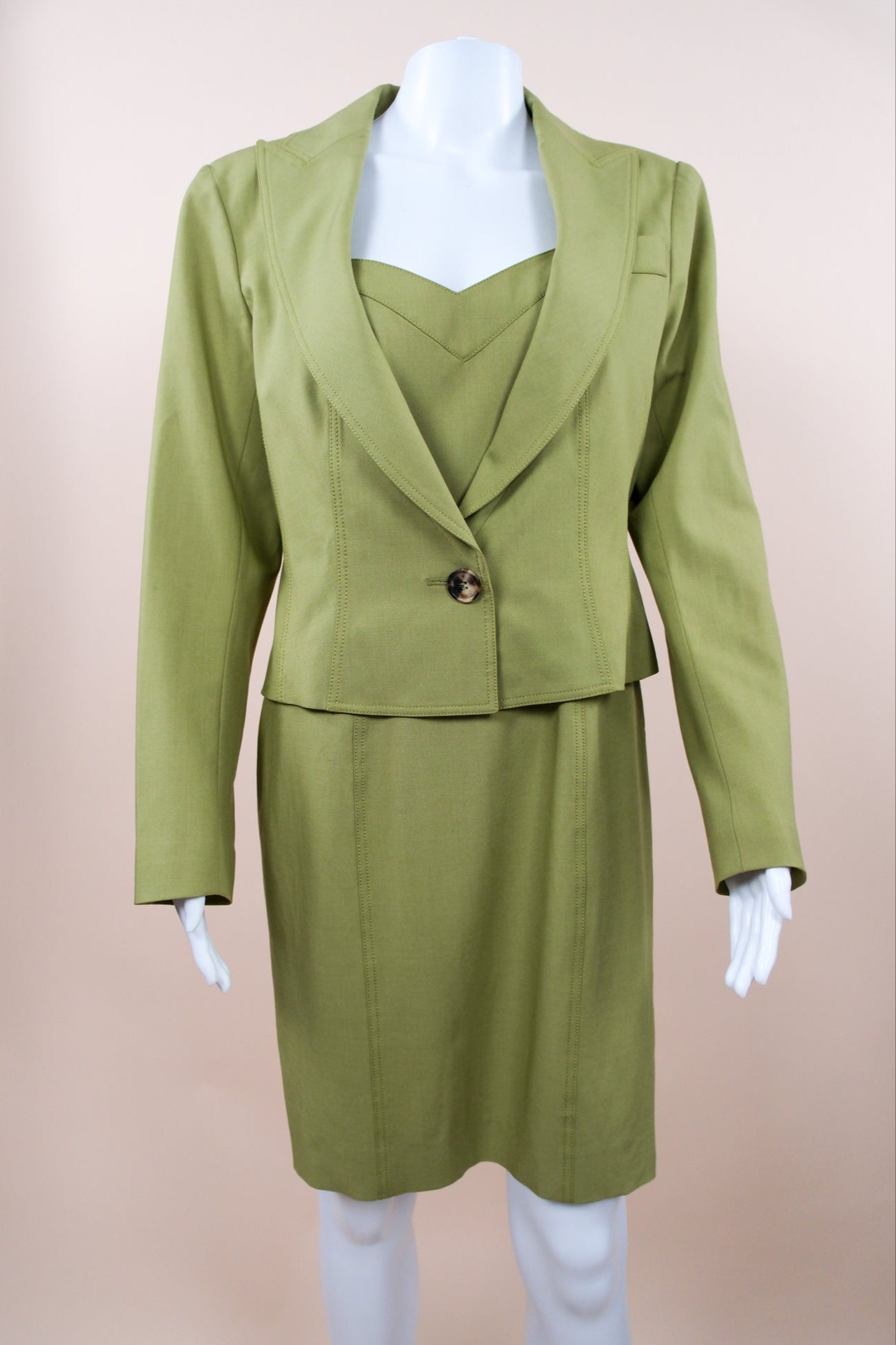 John Galliano 2001 Spring Green Suit Dress & Jacket