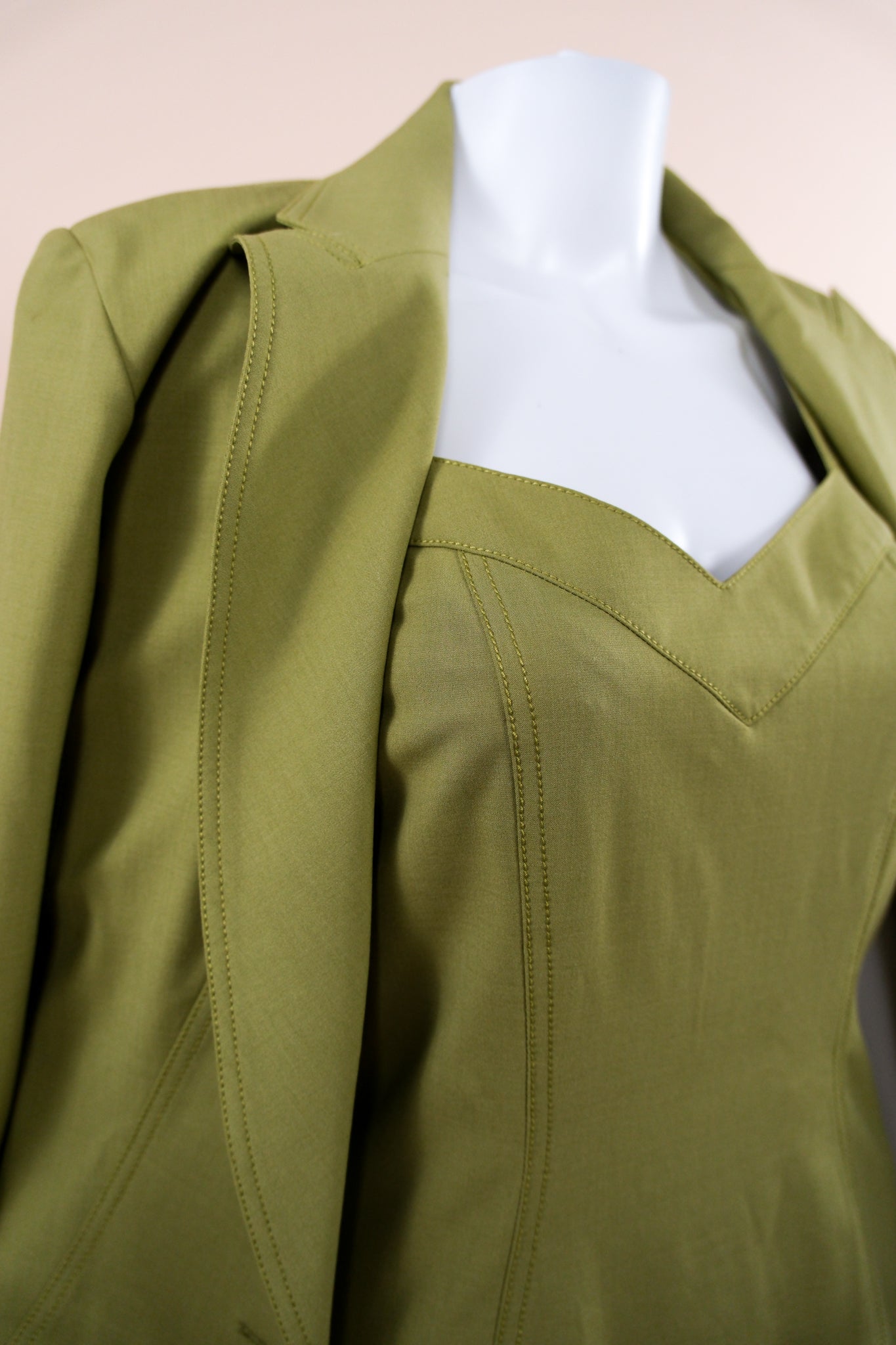 John Galliano 2001 Spring Green Suit Dress & Jacket