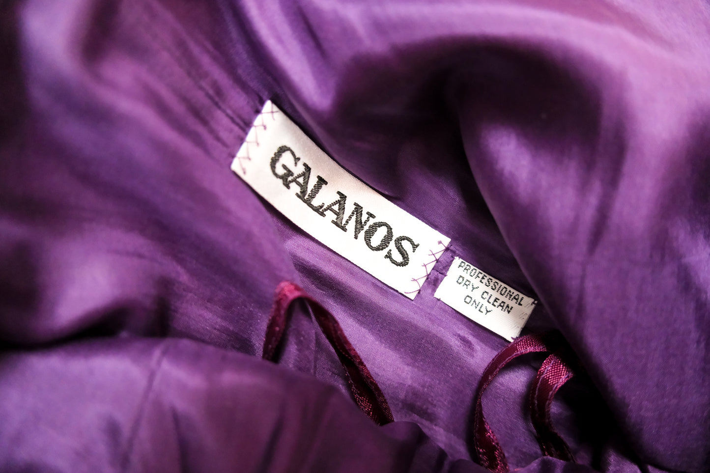 Galanos Late 1970s Purple Silk Strapless Gown
