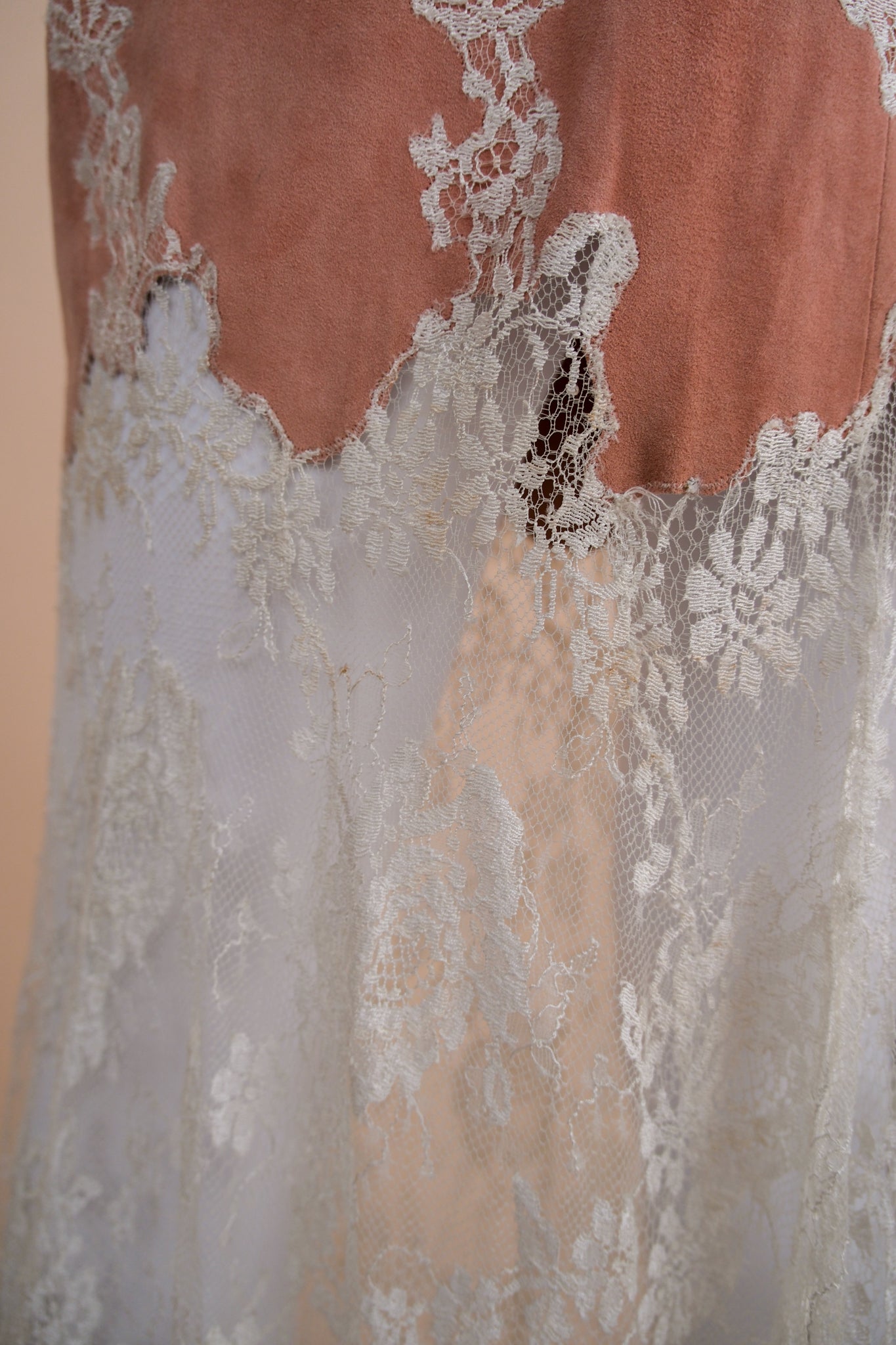 Valentino c. 1997 Suede and Lace Skirt