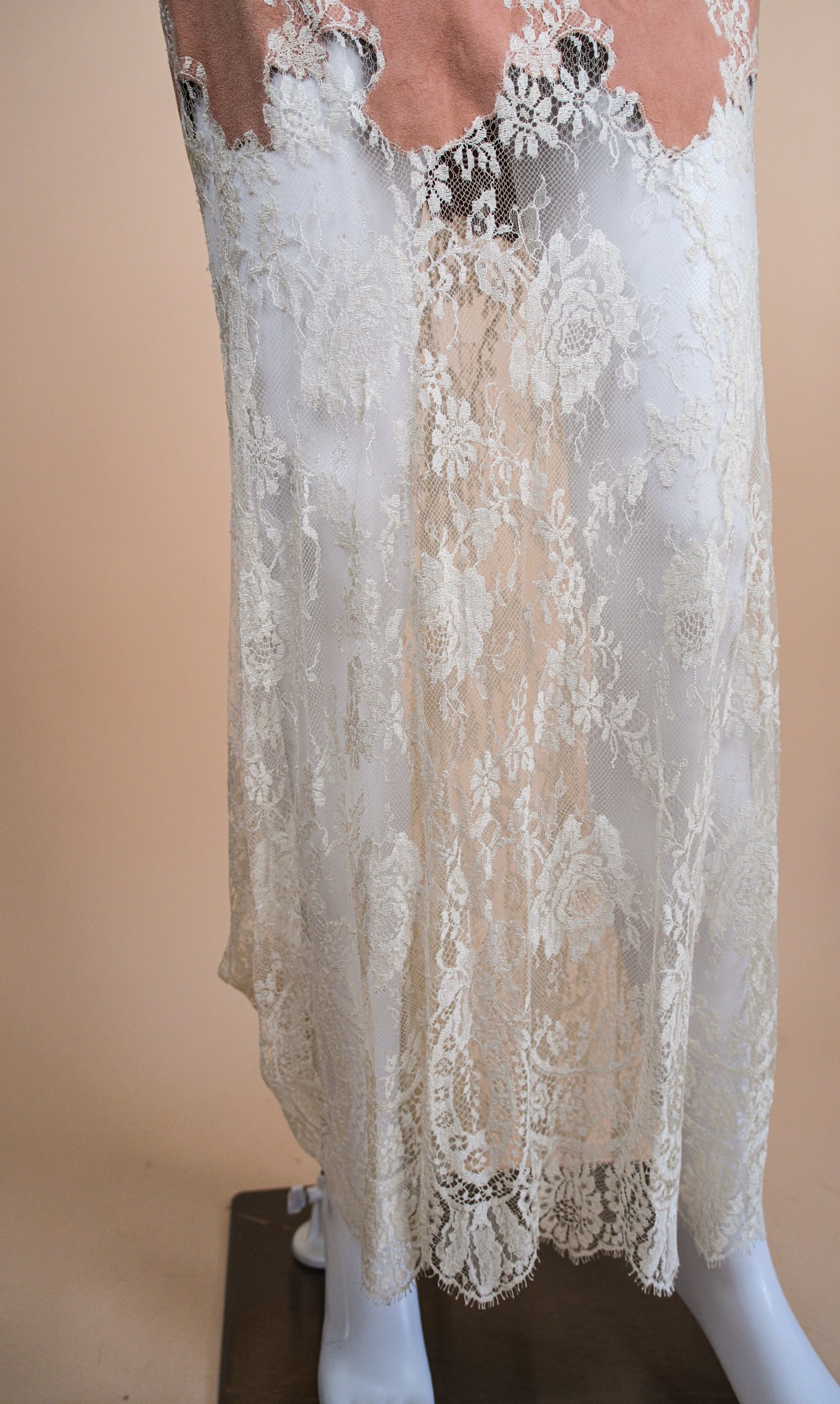 Valentino c. 1997 Suede and Lace Skirt