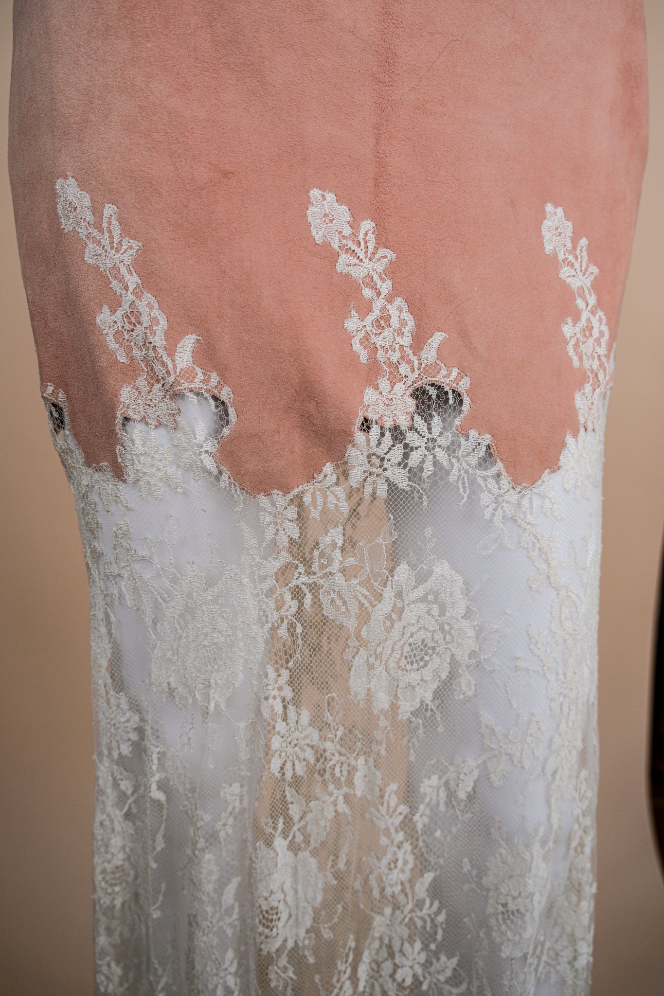 Valentino c. 1997 Suede and Lace Skirt