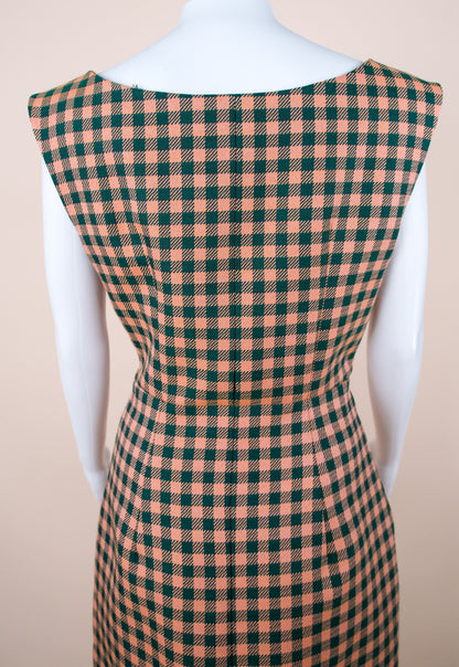 Prada F/W 2013 Orange and Green Check Print Midi Dress