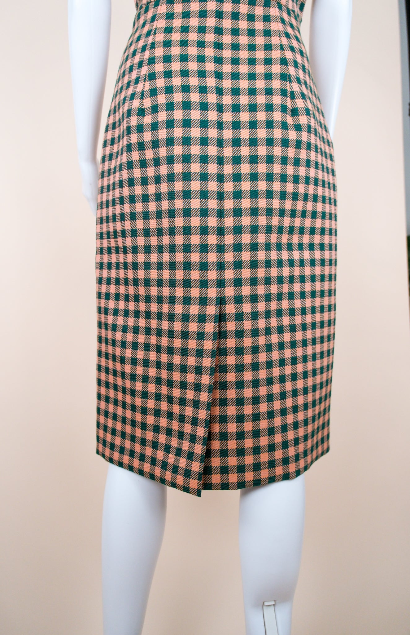 Prada F/W 2013 Orange and Green Check Print Midi Dress