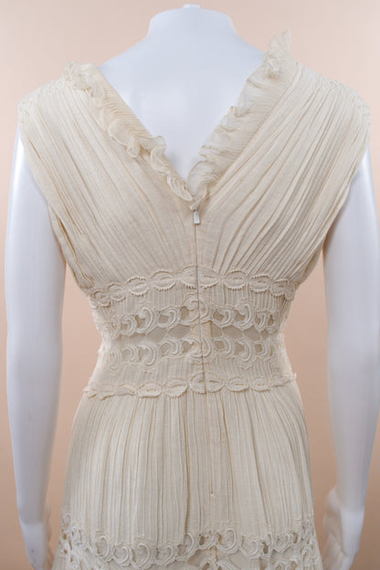 Chloé Resort 2010 Ivory Boho Lace Cotton Midi Dress