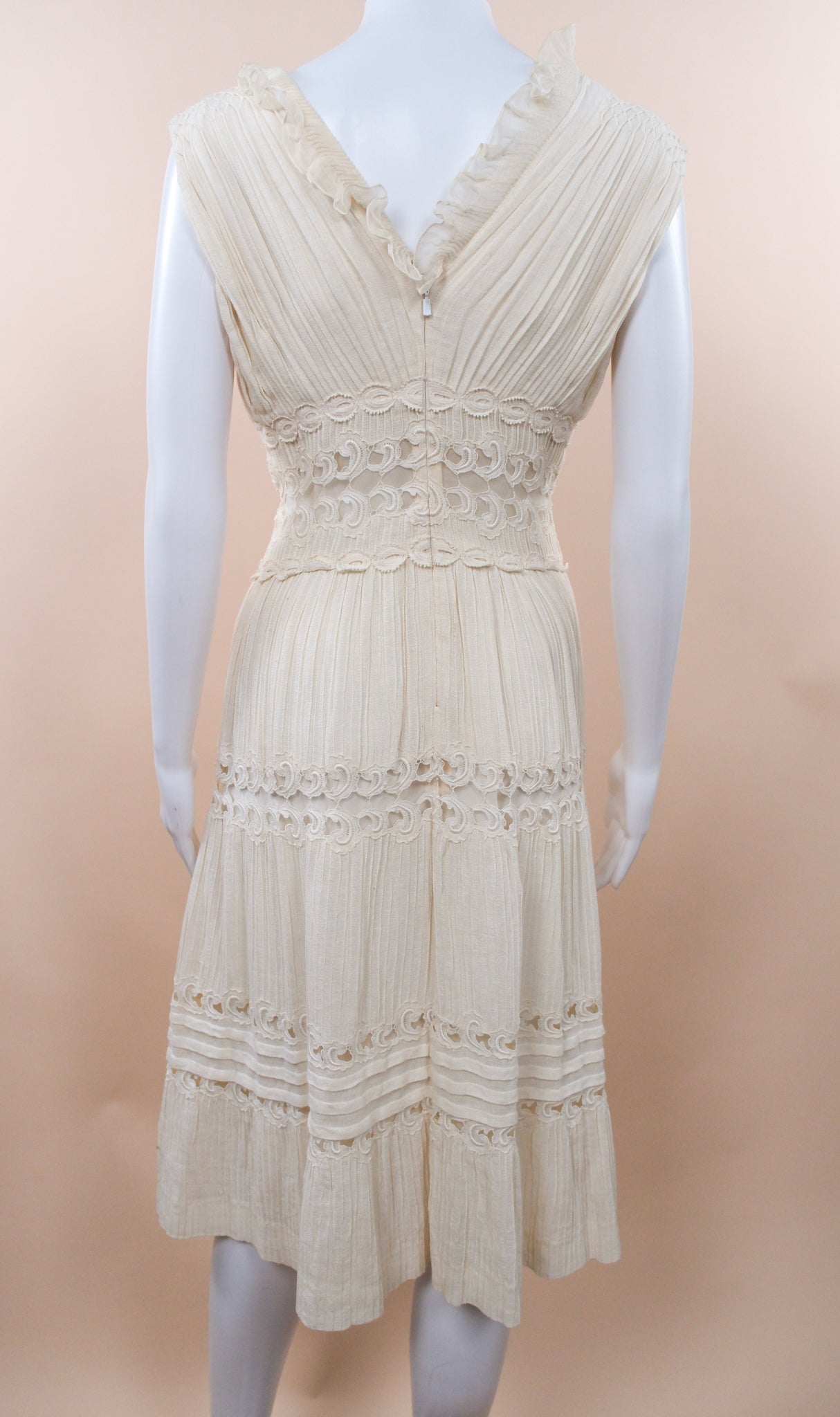 Chloé Resort 2010 Ivory Boho Lace Cotton Midi Dress