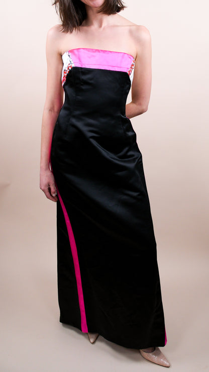 Christian Lacroix 2000s Black and Pink Gown with Train