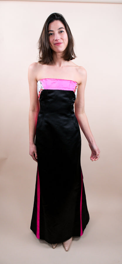 Christian Lacroix 2000s Black and Pink Gown with Train