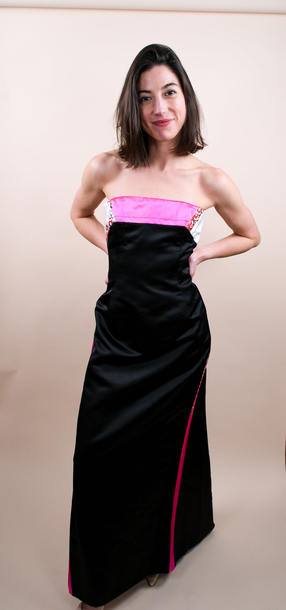 Christian Lacroix 2000s Black and Pink Gown with Train