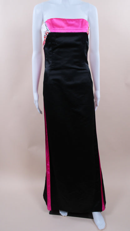 Christian Lacroix 2000s Black and Pink Gown with Train