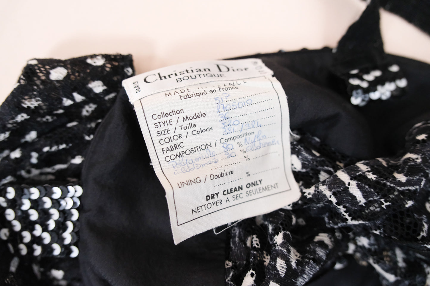 Christian Dior S/S 1995 Black & White Runway Sequin Set by Gianfranco Ferré