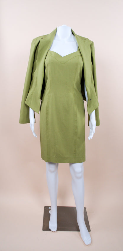 John Galliano 2001 Spring Green Suit Dress & Jacket
