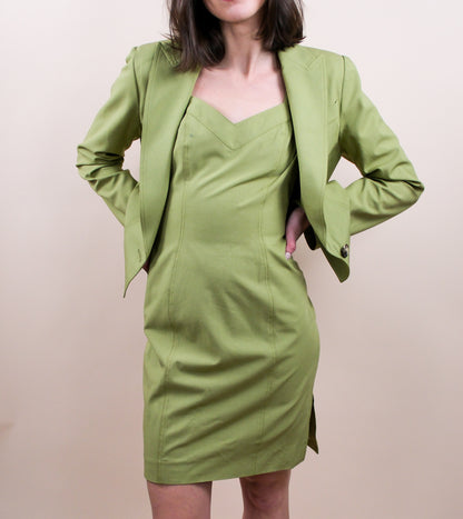 John Galliano 2001 Spring Green Suit Dress & Jacket