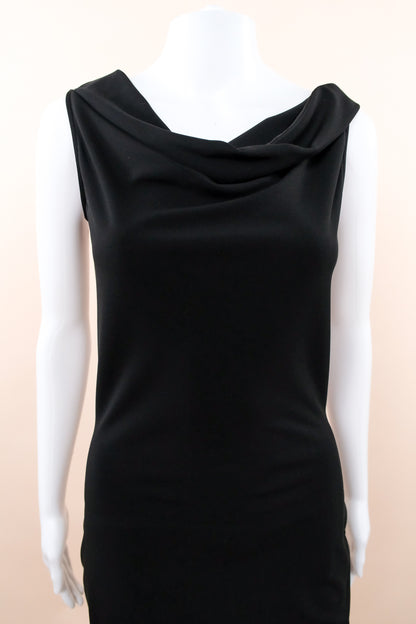 Gucci 2010s Black Cowl Neck Stretch Dress with Back Ruching