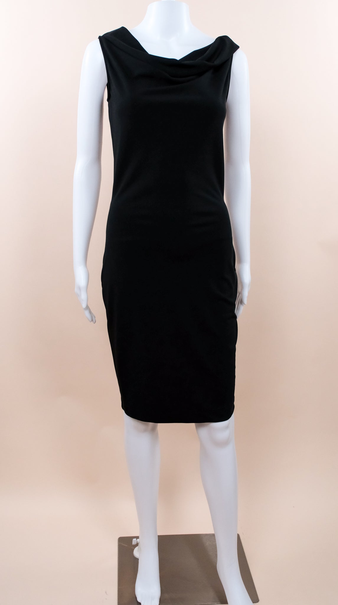 Gucci 2010s Black Cowl Neck Stretch Dress with Back Ruching