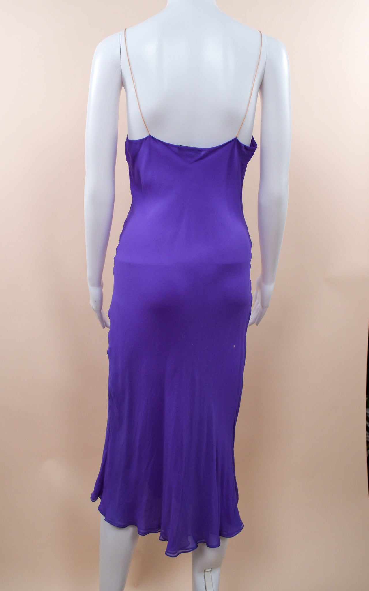 1970s Halston Purple Silk Chiffon Slip Dress