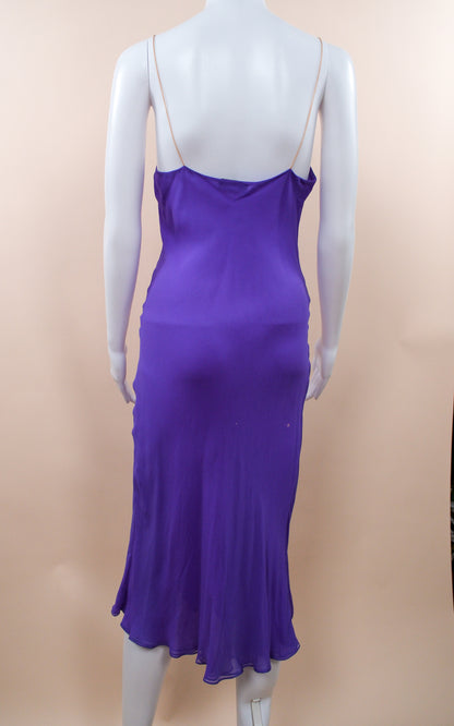 1970s Halston Purple Silk Chiffon Slip Dress