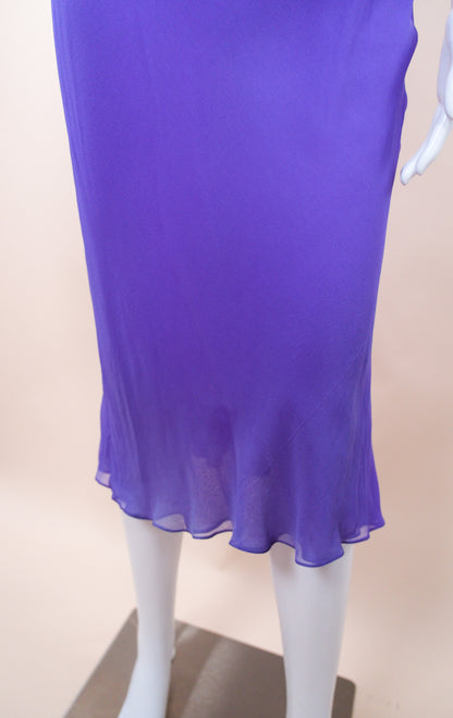 1970s Halston Purple Silk Chiffon Slip Dress