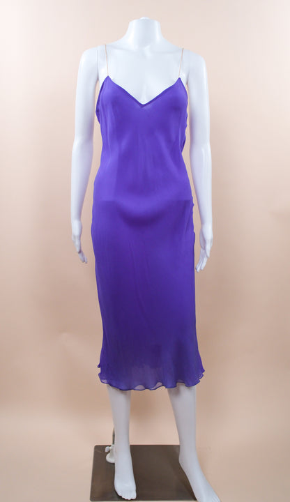 1970s Halston Purple Silk Chiffon Slip Dress