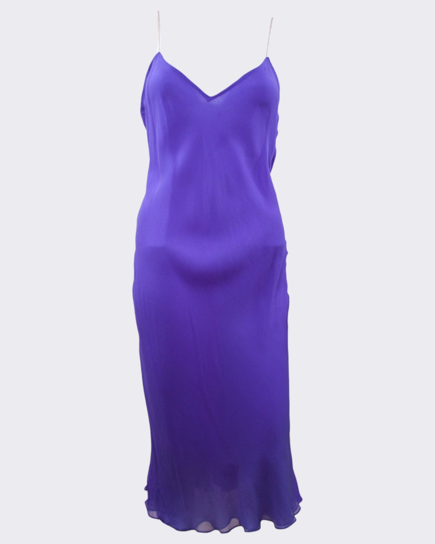 1970s Halston Purple Silk Chiffon Slip Dress