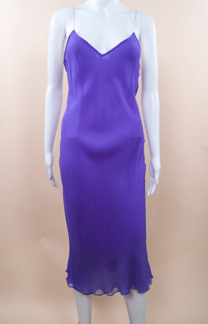 1970s Halston Purple Silk Chiffon Slip Dress