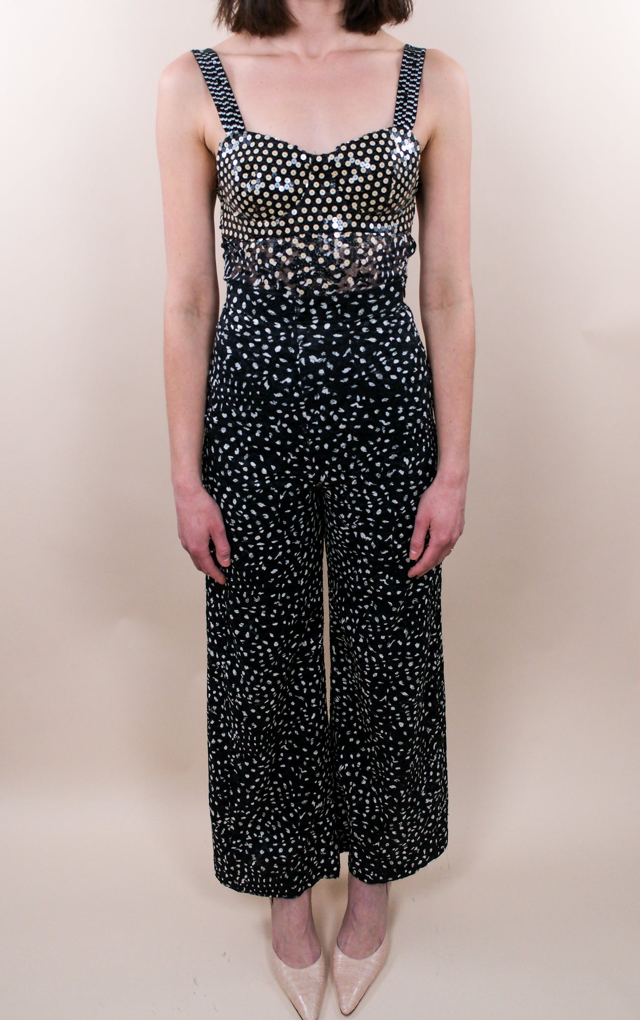 Christian Dior S/S 1995 Black & White Runway Sequin Set by Gianfranco Ferré