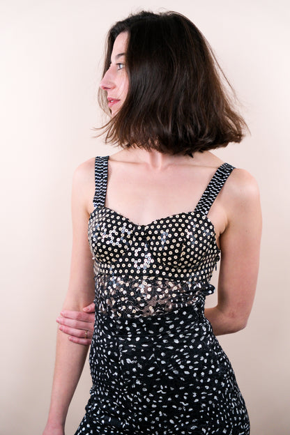 Christian Dior S/S 1995 Black & White Runway Sequin Set by Gianfranco Ferré