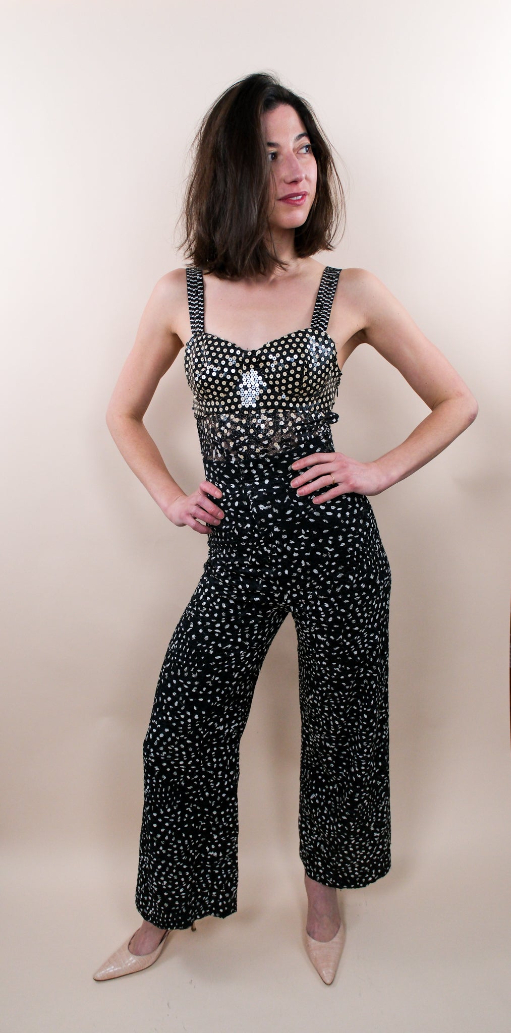 Christian Dior S/S 1995 Black & White Runway Sequin Set by Gianfranco Ferré