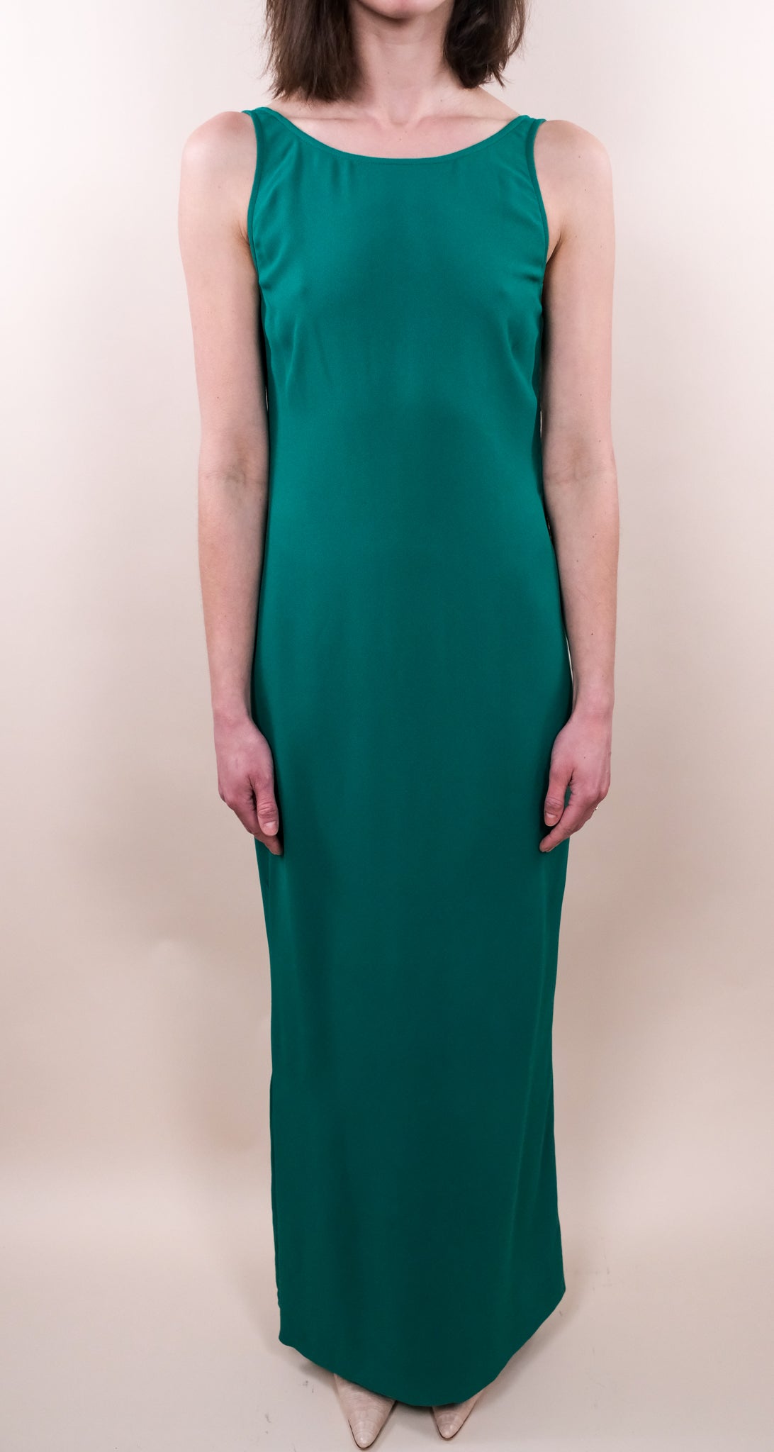 Valentino Green Early 1990s Low-Back Gown