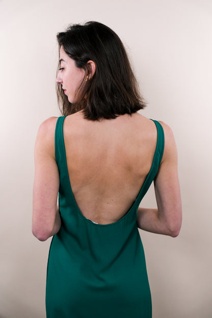 Valentino Green Early 1990s Low-Back Gown