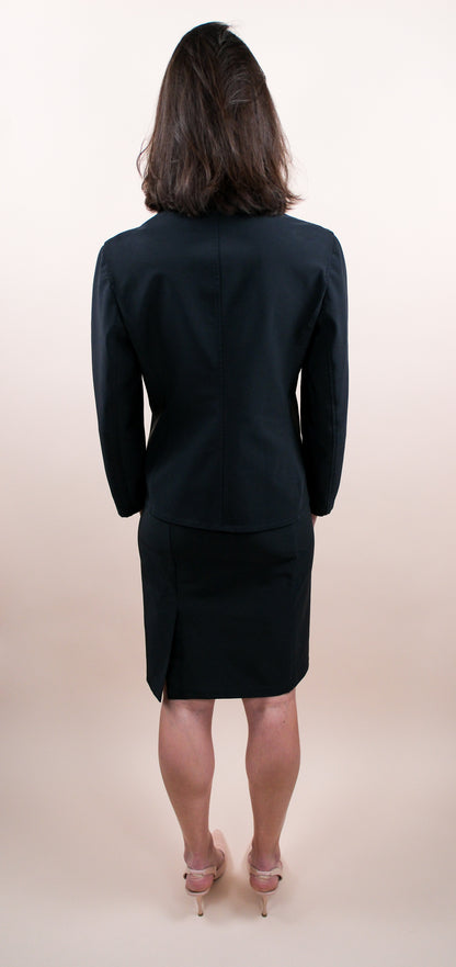 Prada c. 1998 Black Jacket & Skirt Set