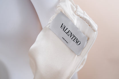 Valentino White Silk Midi Dress with Pleated Shoulders (2009 Resort Runway)