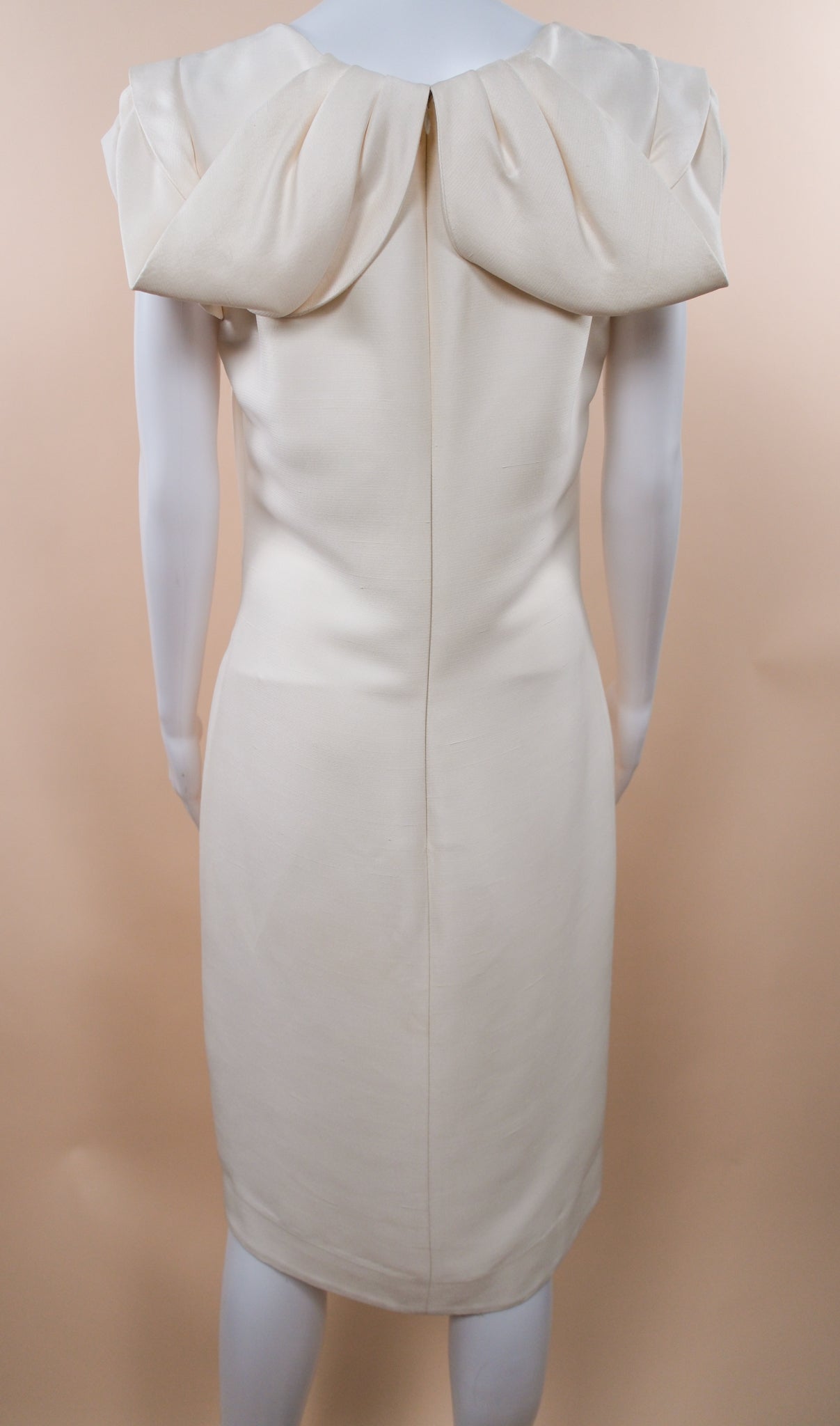 Valentino White Silk Midi Dress with Pleated Shoulders (2009 Resort Runway)