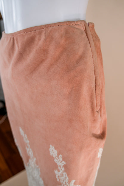 Valentino c. 1997 Suede and Lace Skirt