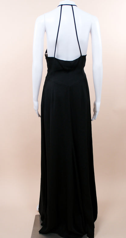 Valentino Roma 1990s Black Deep V Plunge Gown