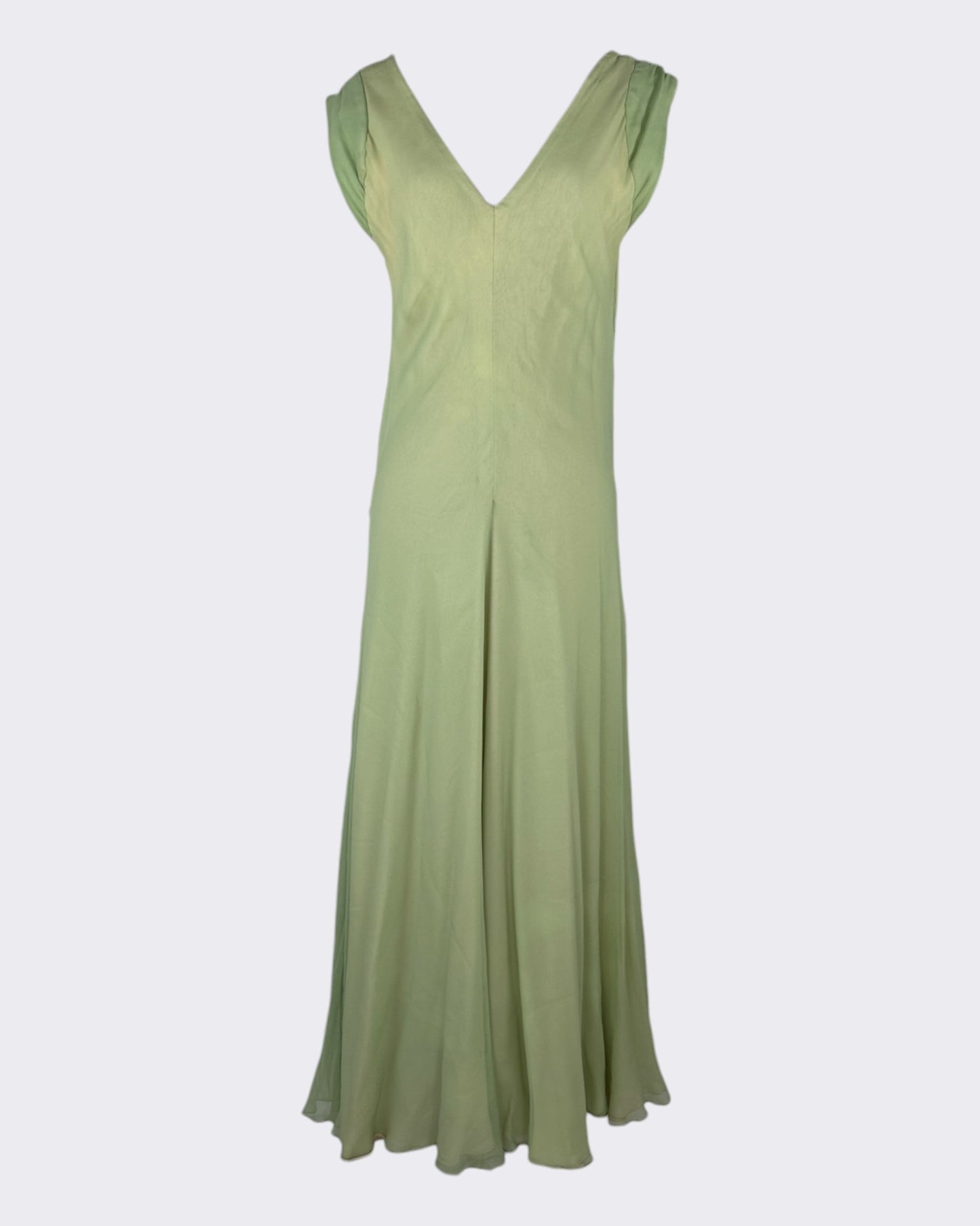 Stavropoulos 1970s Haute Couture Green Silk Gown