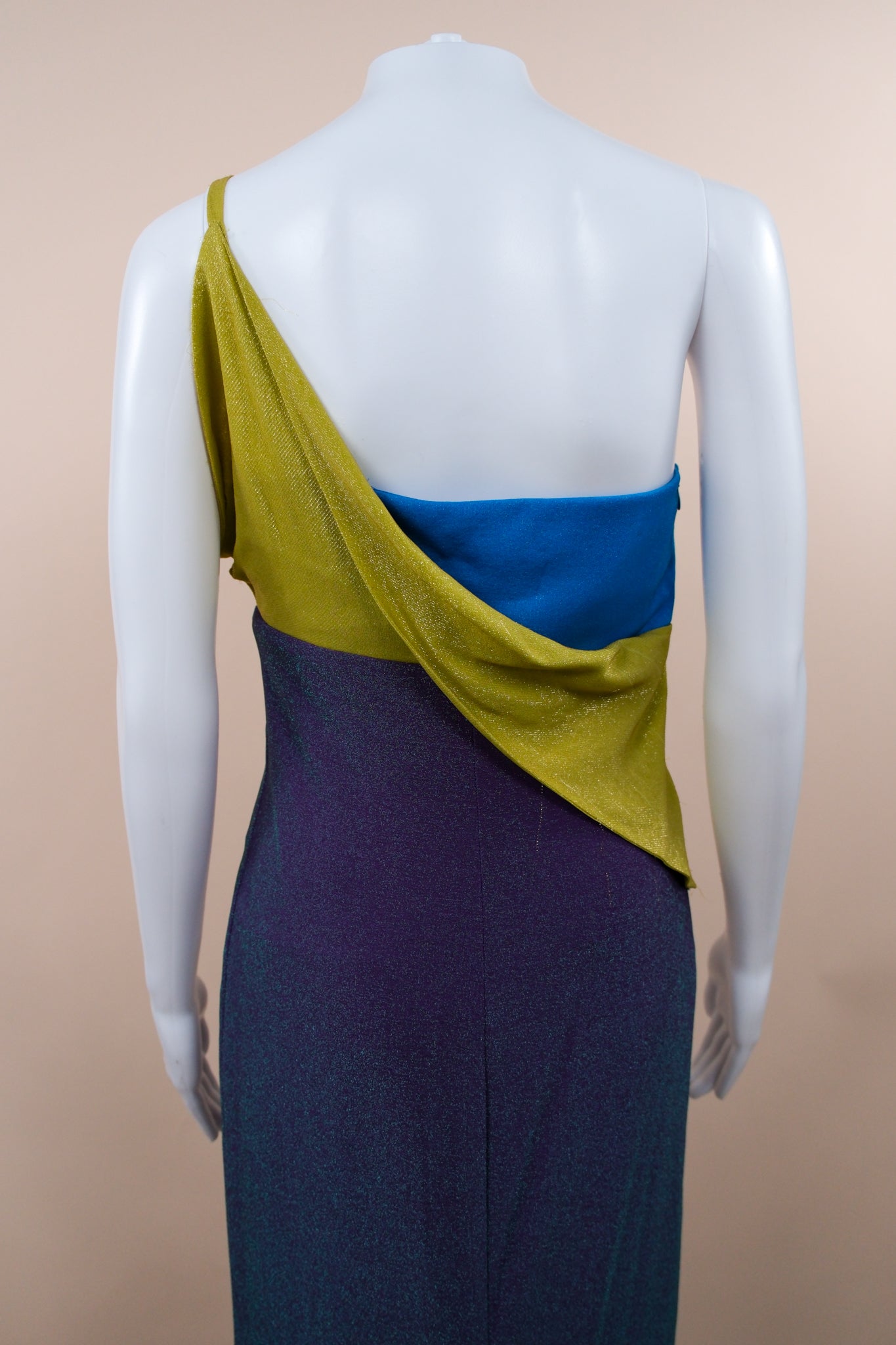 Gianni Versace Couture F/W 1997 Runway Lurex Color Block Dress