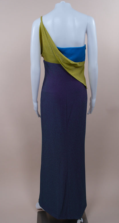 Gianni Versace Couture F/W 1997 Runway Lurex Color Block Dress