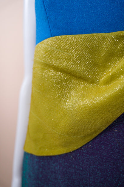 Gianni Versace Couture F/W 1997 Runway Lurex Color Block Dress