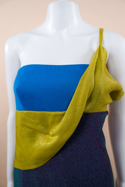 Gianni Versace Couture F/W 1997 Runway Lurex Color Block Dress