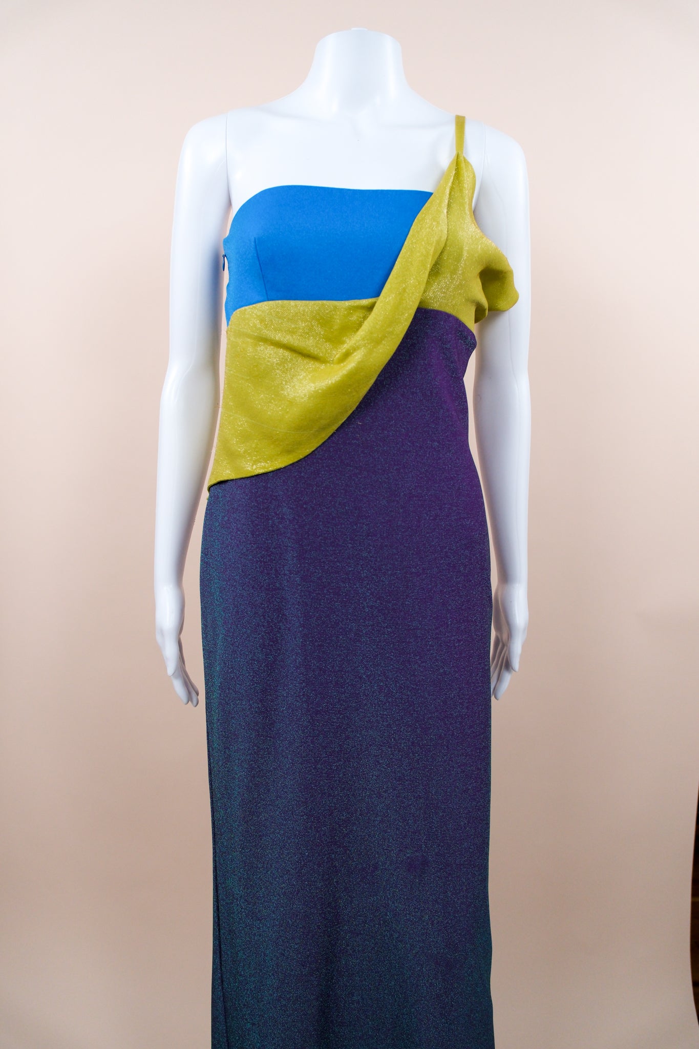 Gianni Versace Couture F/W 1997 Runway Lurex Color Block Dress