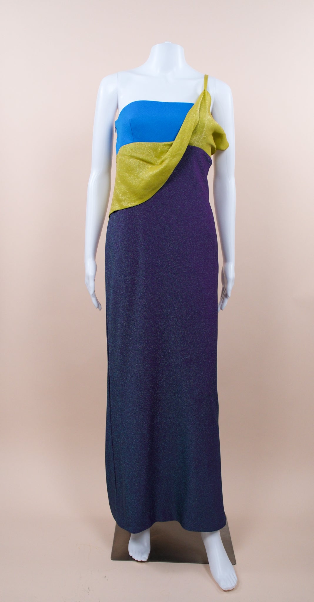 Gianni Versace Couture F/W 1997 Runway Lurex Color Block Dress