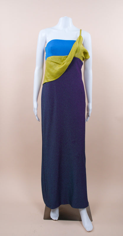 Gianni Versace Couture F/W 1997 Runway Lurex Color Block Dress