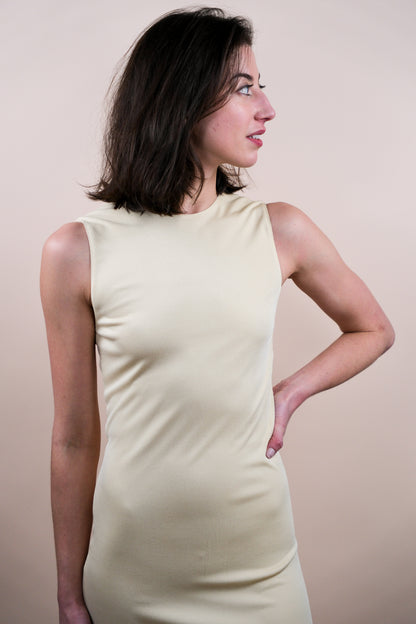Gianni Versace Couture 1990s Butter Yellow Stretch Dress